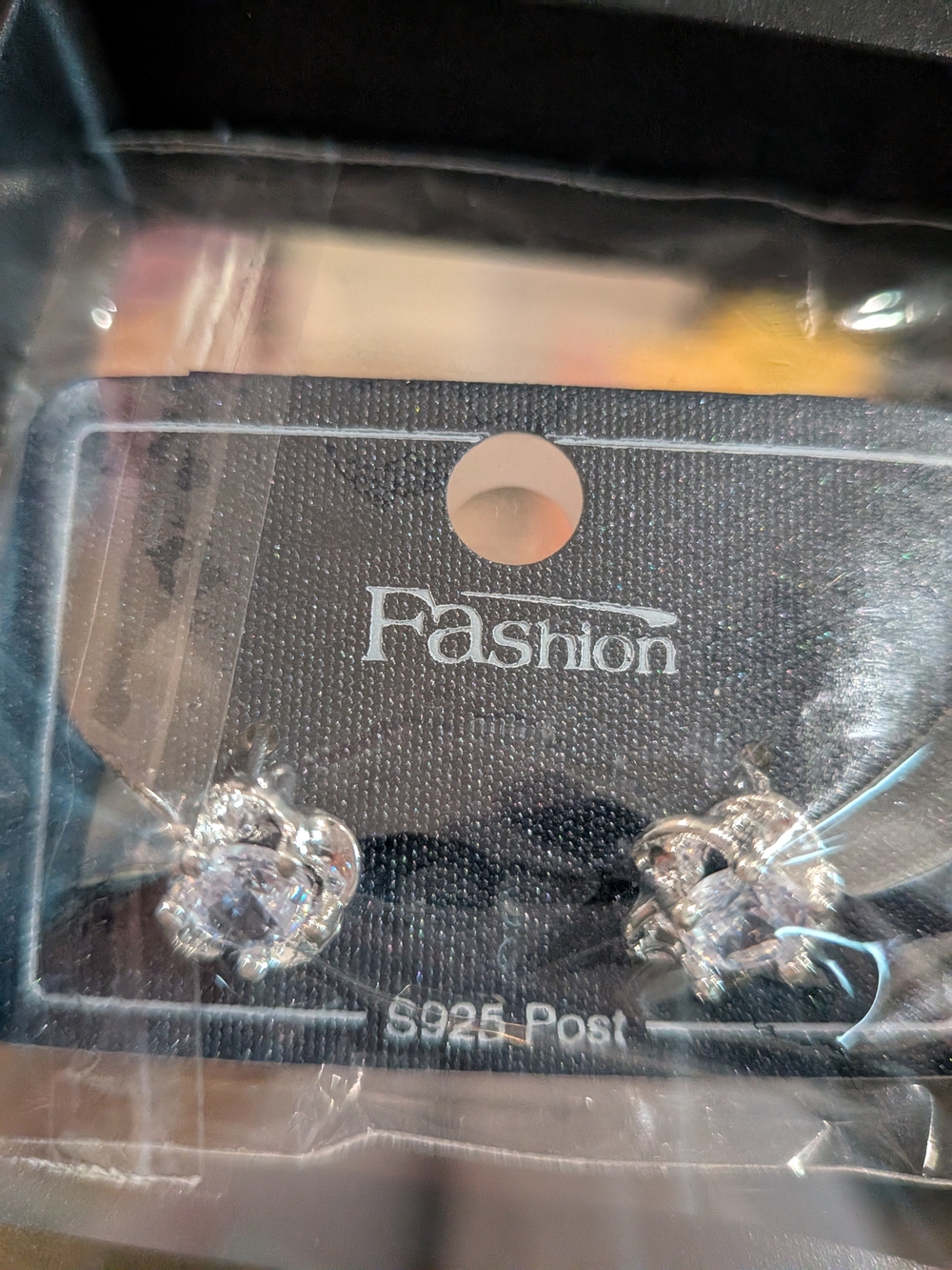 Silver-Tone Clear Crystal Stud Earrings With Flower Detail